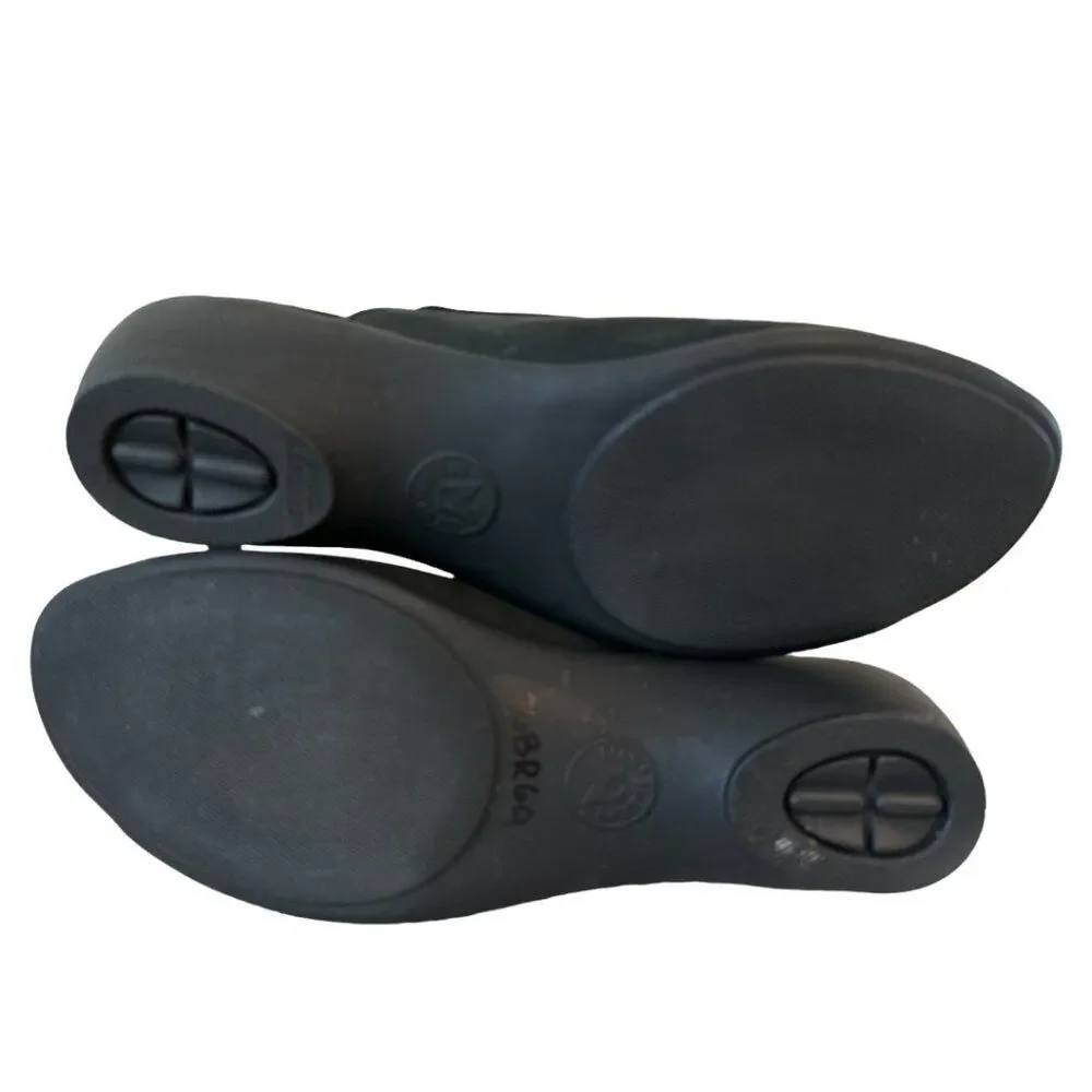 Mephisto Black Leather Nubuck Wedge Slip On Sandal Womens sz EU 40 US 10 Comfort